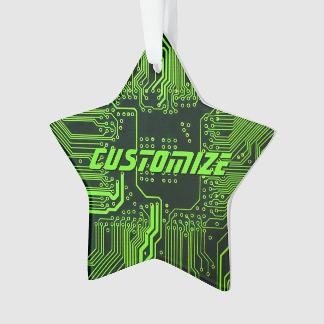 Geek Out Custom PCB Green Electronic Circuit Board Ornament (Front)