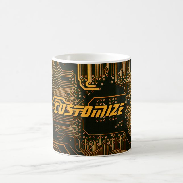 Geek Out Custom PCB Orange Circuit Board Coffee Mug (Center)