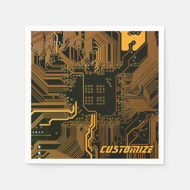 Geek Out Custom PCB Orange Circuit Board Napkin (Front)