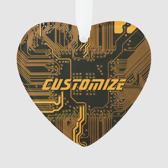 Geek Out Custom PCB Orange Circuit Board Ornament (Front)