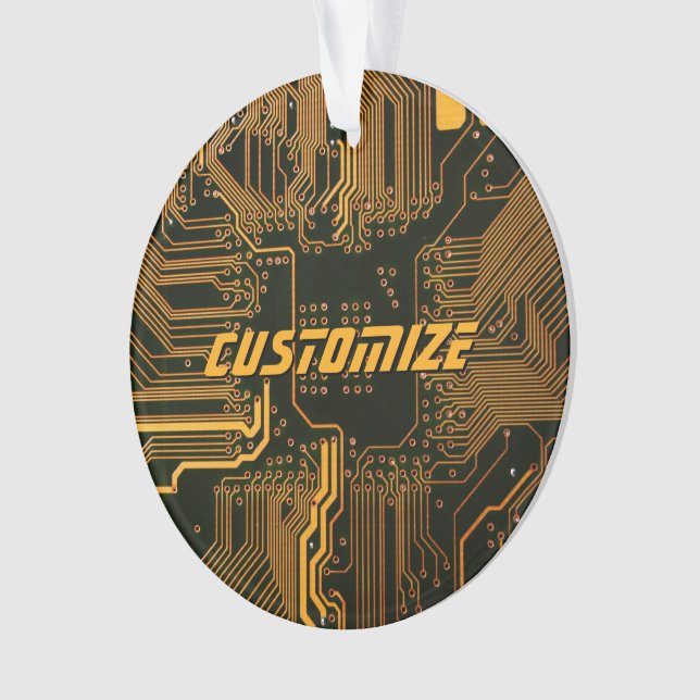 Geek Out Custom PCB Orange Circuit Board Ornament (Front)