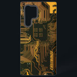 Geek Out Custom PCB Orange Circuit Board Samsung Galaxy Case<br><div class="desc">Custom PCB Circuit Board gifts for geeks or gifts for nerds.  Here's one for the Computer Nerd or Geeks in all of us.  Geek Out your Nerd with this Custom PCB Electronic Circuit Board.  This is a close up picture of a printed circuit board or electronic circuit board.</div>