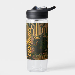 Geek Out Custom PCB Orange Circuit Board Water Bottle