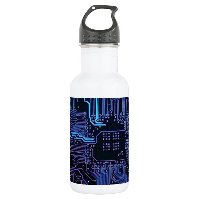 Geek Out Nerd PCB Blue Electronic Circuit Board  532 Ml Water Bottle (Front)