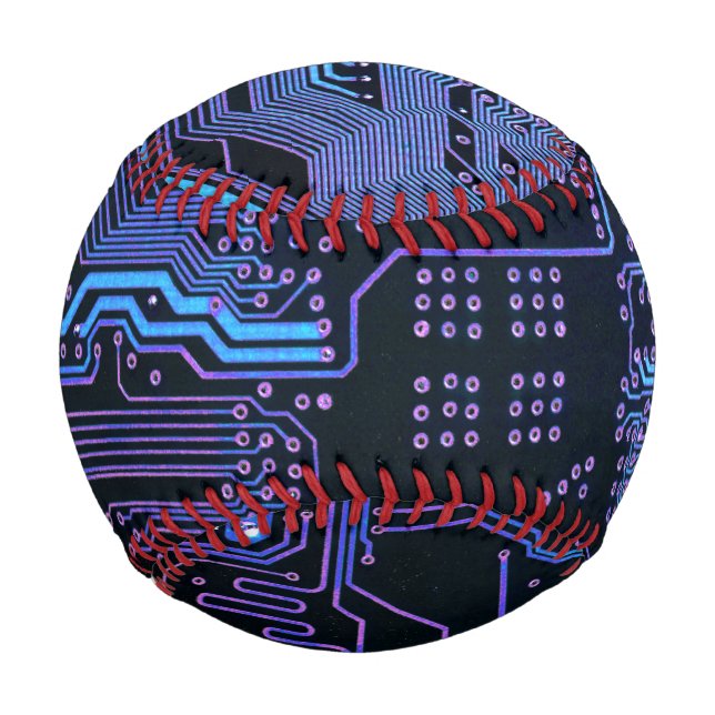 Geek Out Nerd PCB Blue Electronic Circuit Board  Baseball (Front)