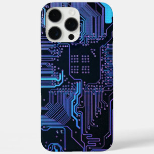 Geek Out Nerd PCB Blue Electronic Circuit Board  iPhone 16 Pro Max Case