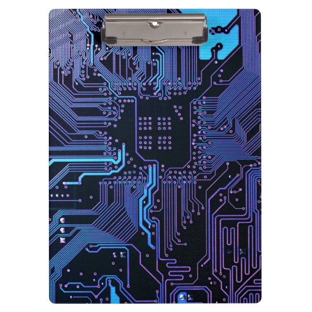 Geek Out Nerd PCB Blue Electronic Circuit Board  Clipboard (Front)