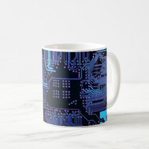 Geek Out Nerd PCB Blue Electronic Circuit Board  Coffee Mug