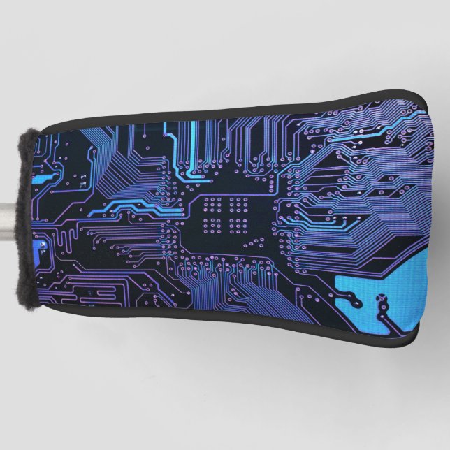 Geek Out Nerd PCB Blue Electronic Circuit Board  Golf Head Cover (Front)