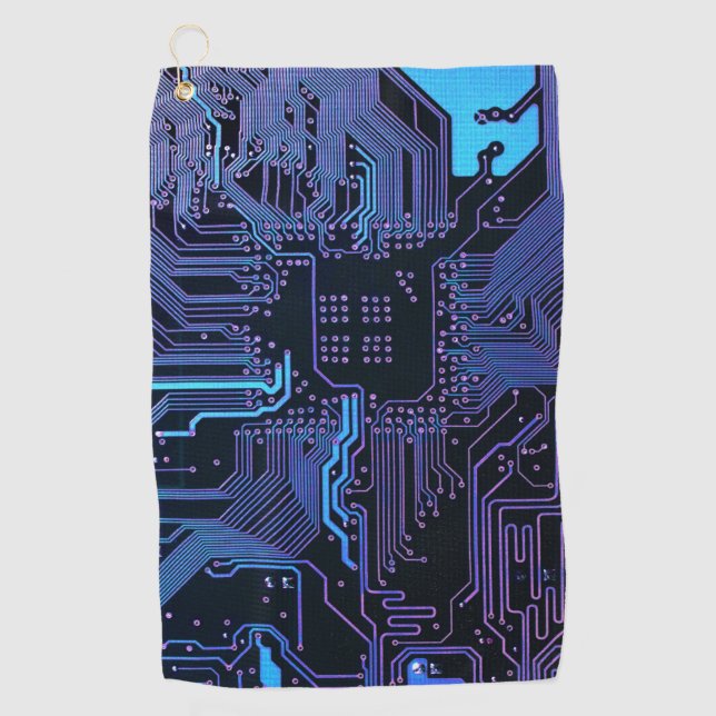 Geek Out Nerd PCB Blue Electronic Circuit Board  Golf Towel (Front)