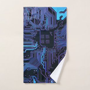 Geek Out Nerd PCB Blue Electronic Circuit Board  Hand Towel