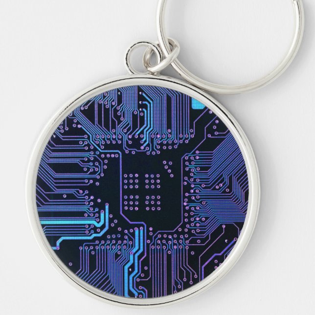 Geek Out Nerd PCB Blue Electronic Circuit Board  Keychain (Front)