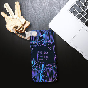 Geek Out Nerd PCB Blue Electronic Circuit Board  Keychain