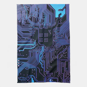 Geek Out Nerd PCB Blue Electronic Circuit Board Kitchen Towel