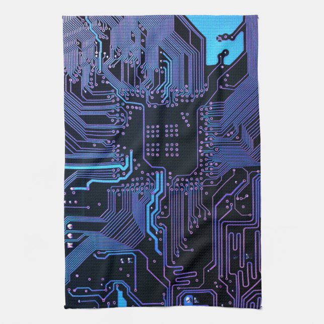 Geek Out Nerd PCB Blue Electronic Circuit Board  Kitchen Towel (Vertical)