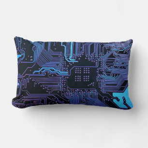 Geek Out Nerd PCB Blue Electronic Circuit Board Lumbar Pillow