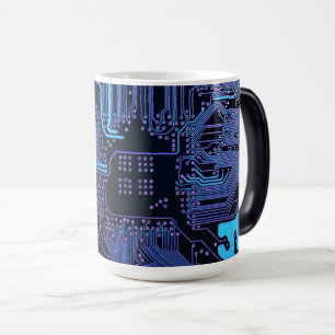Geek Out Nerd PCB Blue Electronic Circuit Board  Magic Mug