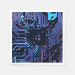 Geek Out Nerd PCB Blue Electronic Circuit Board  Napkin