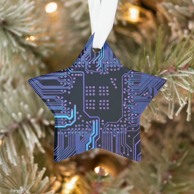 Geek Out Nerd PCB Blue Electronic Circuit Board  Ornament (Tree)
