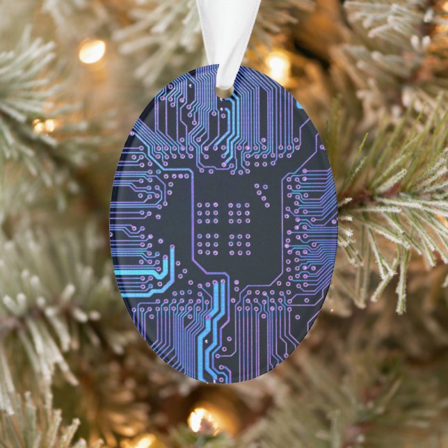 Geek Out Nerd PCB Blue Electronic Circuit Board  Ornament (Tree)