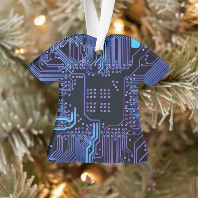 Geek Out Nerd PCB Blue Electronic Circuit Board  Ornament (Tree)