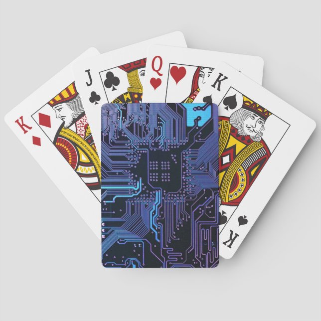 Geek Out Nerd PCB Blue Electronic Circuit Board  Playing Cards (Back)
