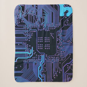 Geek Out Nerd PCB Blue Electronic Circuit Board Sherpa Blanket