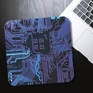 Geek Out Nerd PCB Blue Electronic Circuit Board  Square Sticker