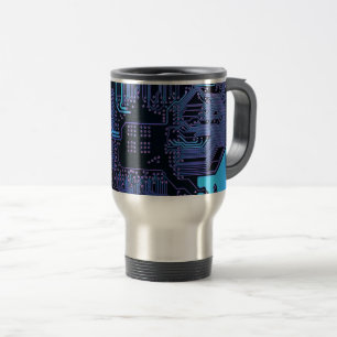 Geek Out Nerd PCB Blue Electronic Circuit Board  Travel Mug