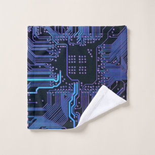 Geek Out Nerd PCB Blue Electronic Circuit Board Wash Cloth