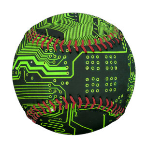 Geek Out Nerd PCB Green Electronic Circuit Board  Baseball