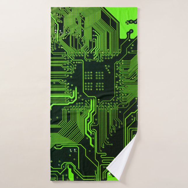 Geek Out Nerd PCB Green Electronic Circuit Board  Bath Towel (Bath Towel)