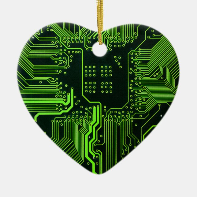 Geek Out Nerd PCB Green Electronic Circuit Board  Ceramic Ornament (Front)