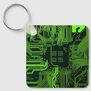 Geek Out Nerd PCB Green Electronic Circuit Board  Keychain