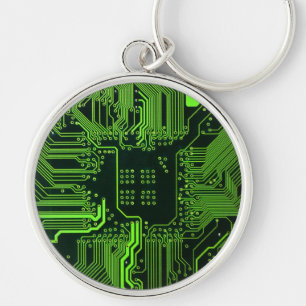 Geek Out Nerd PCB Green Electronic Circuit Board Keychain