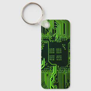 Geek Out Nerd PCB Green Electronic Circuit Board Keychain