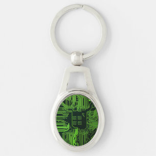 Geek Out Nerd PCB Green Electronic Circuit Board Keychain