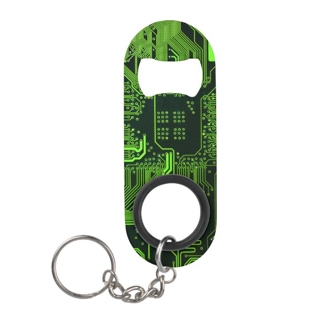 Geek Out Nerd PCB Green Electronic Circuit Board  Keychain Bottle Opener (Front)