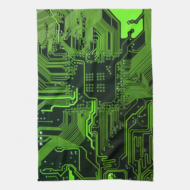 Geek Out Nerd PCB Green Electronic Circuit Board  Kitchen Towel (Vertical)