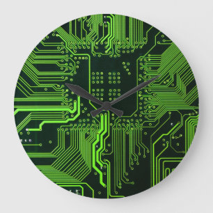 Geek Out Nerd PCB Green Electronic Circuit Board Large Clock