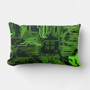 Geek Out Nerd PCB Green Electronic Circuit Board Lumbar Pillow