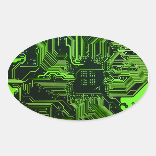 Geek Out Nerd PCB Green Electronic Circuit Board  Oval Sticker (Front)