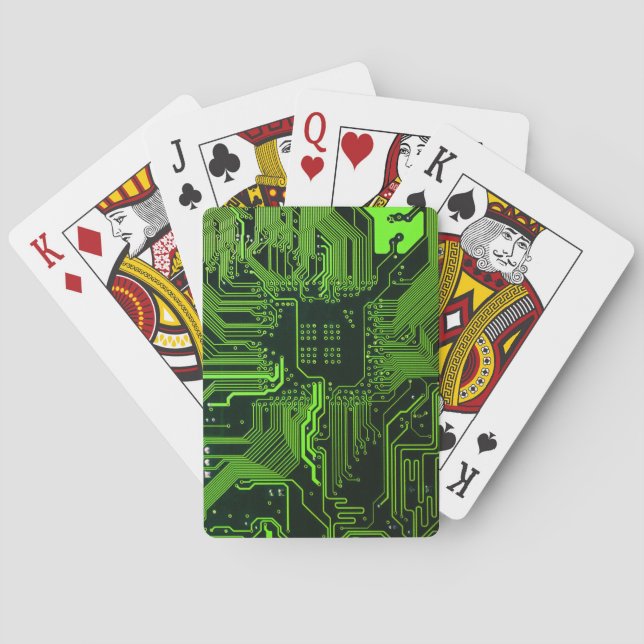 Geek Out Nerd PCB Green Electronic Circuit Board  Playing Cards (Back)