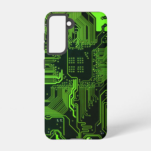 Geek Out Nerd PCB Green Electronic Circuit Board  Samsung Galaxy S21 Case (Back)