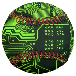 Geek Out Nerd PCB Green Electronic Circuit Board  Softball