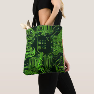 Geek Out Nerd PCB Green Electronic Circuit Board  Tote Bag