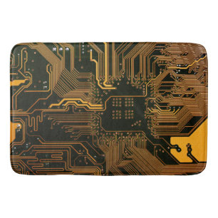 Geek Out Nerd PCB Orange Electronic Circuit Board Bath Mat
