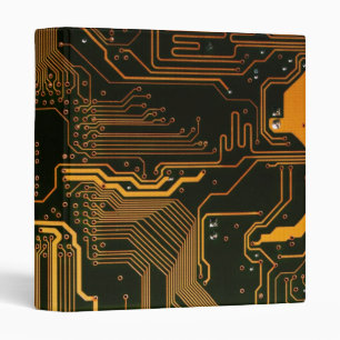 Geek Out Nerd PCB Orange Electronic Circuit Board  Binder