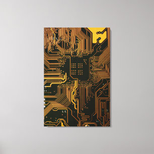 Geek Out Nerd PCB Orange Electronic Circuit Board  Canvas Print
