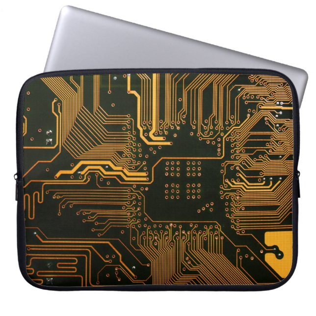Geek Out Nerd PCB Orange Electronic Circuit Board  Laptop Sleeve (Front)